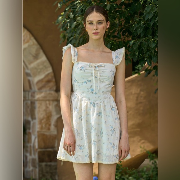 rosie posie Dresses & Skirts - Rosie Posie Dreamy Floral Ruffle Mini Dress NWT size large